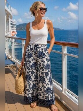 Liverpool Los Angeles Galaxy Floral Print Wide Leg Pants